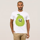 Grumpy Fuzzy Pear Face Grappig Fruit karakter T-shirt (Voorkant volledig)