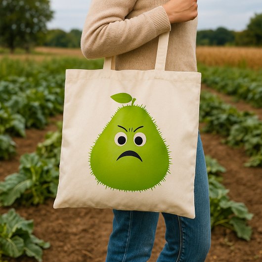 Grumpy Fuzzy Pear Face Grappig Fruit karakter Tote Bag