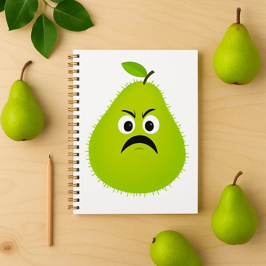 Grumpy Fuzzy Pear Visage Fruit drôle Caractère