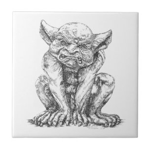 Grumpy Gargoyle Ceramic Photo Tegel Tegeltje