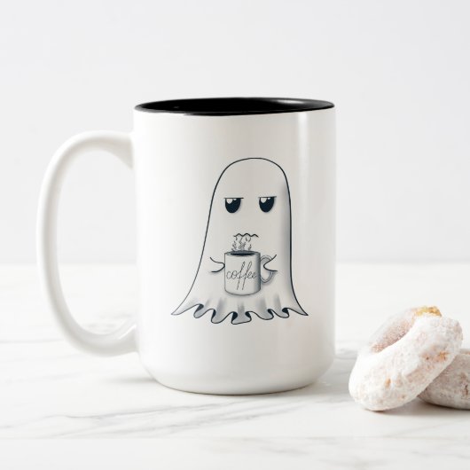 Grumpy Ghost met Coffee Mok Design (Met donut)