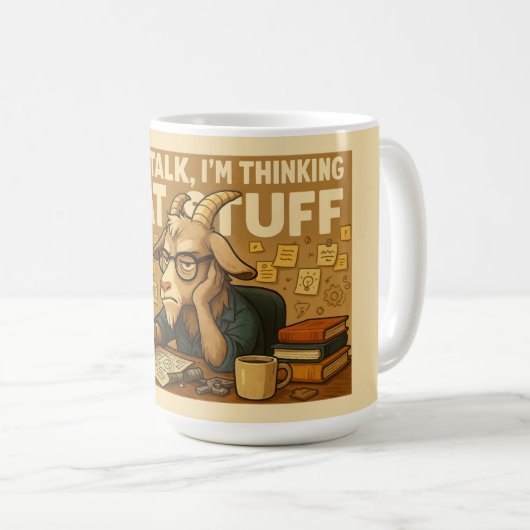 Grumpy Goat Mug – Thinking Goat Stuff Design (Devant droit)