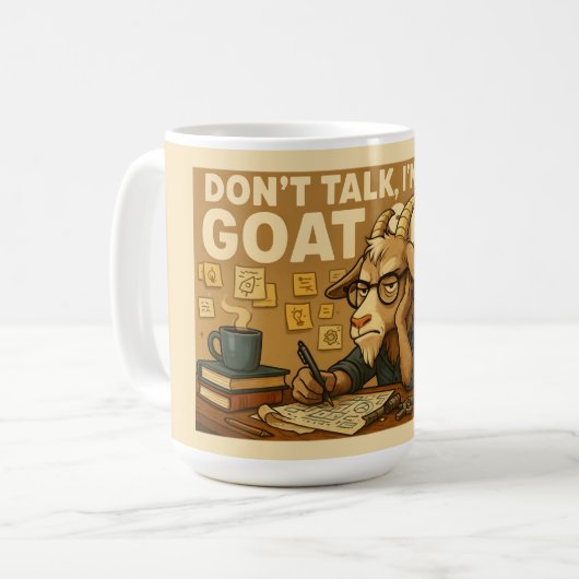 Grumpy Goat Mug – Thinking Goat Stuff Design (Devant gauche)