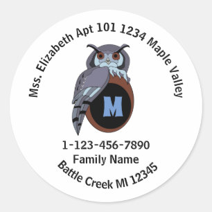 Grumpy Grandpa Scop Owl Home Adres Ronde Sticker