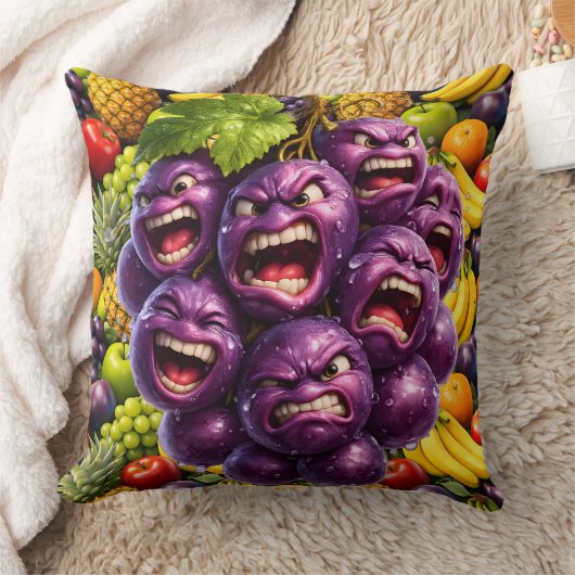 Grumpy grapes and angry fruit funny whimsical kitc kussen (Deken)