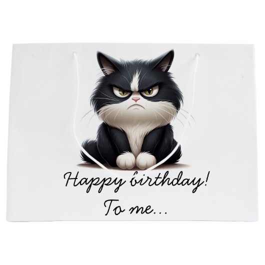 Grumpy grappige kat groot cadeauzakje (Voorkant)