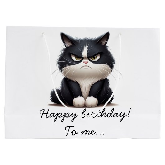 Grumpy grappige kat groot cadeauzakje (Achterkant)
