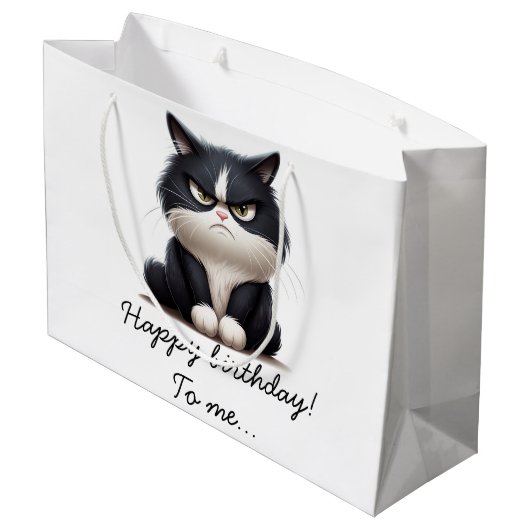 Grumpy grappige kat groot cadeauzakje (Achterkant Gekanteld)