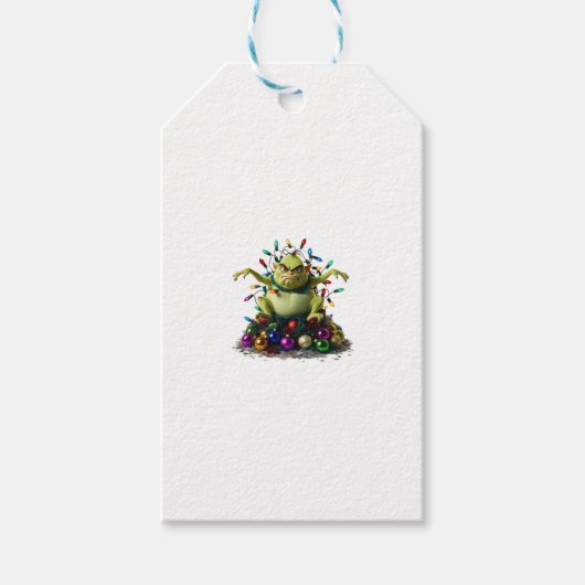 Grumpy Green Creature Christmas Cadeaulabel (Voorkant)