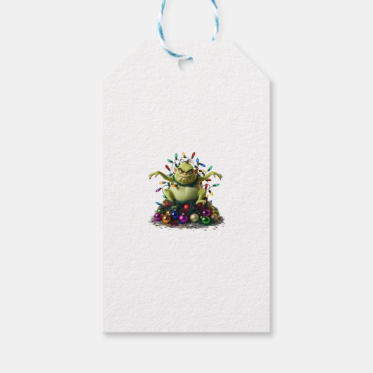 Grumpy Green Creature Christmas Cadeaulabel (Achterkant)