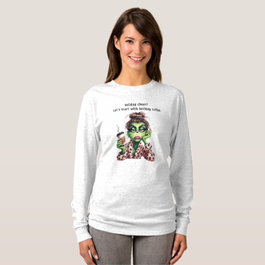 Grumpy Green Furry Vrouwen houdt van koffie T-shirt (Voorkant volledig)