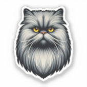 Grumpy Grey Perzische kat gezicht - vet gedetaille Sticker (Voorkant)