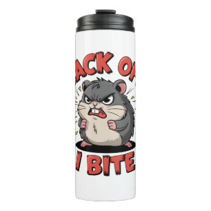 Grumpy Hamster "Back Off, I Bite" Grappig Sarcasti Thermosbeker