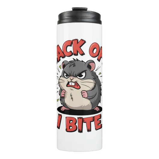 Grumpy Hamster "Back Off, I Bite" Grappig Sarcasti Thermosbeker (Voorkant)