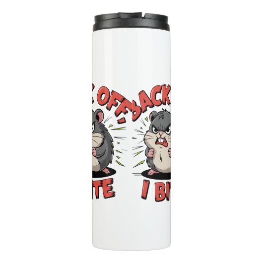 Grumpy Hamster "Back Off, I Bite" Grappig Sarcasti Thermosbeker (Achterkant)