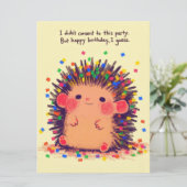 Grumpy Hedgehog carte d'anniversaire (Debout devant)