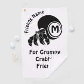 Grumpy Hermit Crab Silhouette Monogram Golfhanddoek (Insitu)