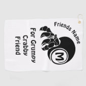 Grumpy Hermit Crab Silhouette Monogram Golfhanddoek (Horizontaal)