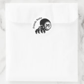 Grumpy Hermit Crab Silhouette Monogram Ronde Sticker (Tas)