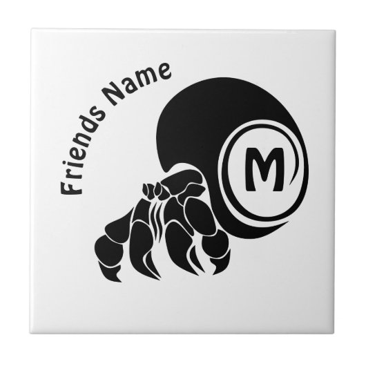 Grumpy Hermit Crab Silhouette Monogram Tegeltje (Voorkant)