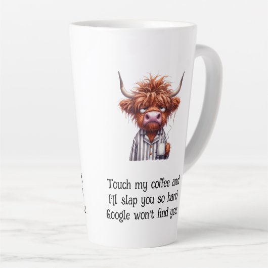 Grumpy Highland Cow & Google Coffee/Latte Mug (Angle droit)