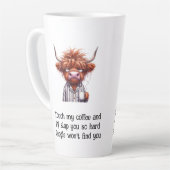 Grumpy Highland Cow & Google Coffee/Latte Mug (Angle gauche)