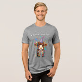 Grumpy Highland Cow New Year's Funny Sarcastic Tri-Blend Shirt (Voorkant volledig)