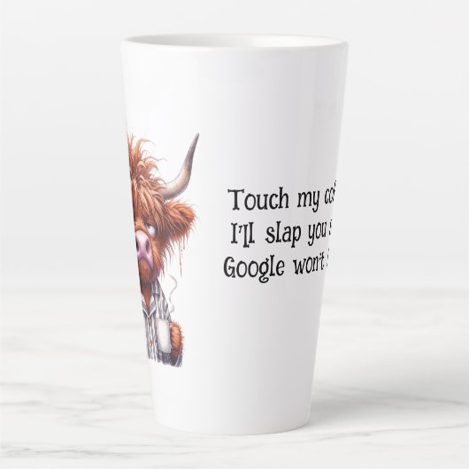 Grumpy Highland Koe & Google Coffee/Latte Mok (Voorkant)