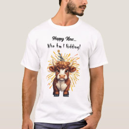 Grumpy Highland Koe Nieuwjaarsstemming T-shirt