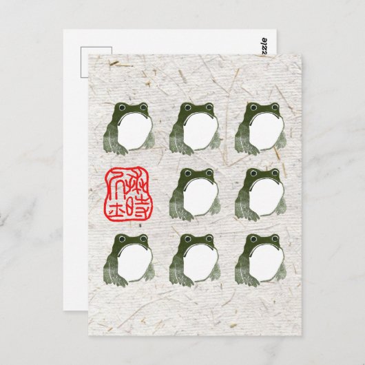 Grumpy japans kikker Toad 19e eeuw Briefkaart (Voorkant / Achterkant)