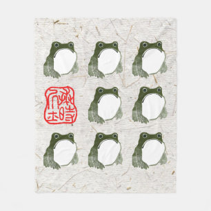 Grumpy japans kikker Toad 19e eeuw Fleece Deken