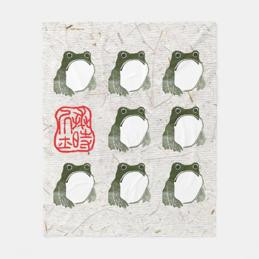 Grumpy japans kikker Toad 19e eeuw Fleece Deken (Voorkant)