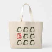 Grumpy japans kikker Toad 19e eeuw Grote Tote Bag (Achterkant)
