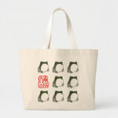 Grumpy japans kikker Toad 19e eeuw Grote Tote Bag (Voorkant)