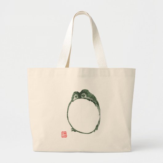 Grumpy japans kikker Toad 19e eeuw Grote Tote Bag (Voorkant)
