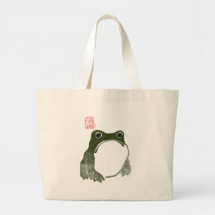 Grumpy japans kikker Toad 19e eeuw Grote Tote Bag
