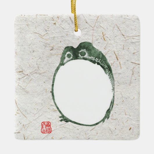 Grumpy japans kikker Toad 19e eeuw Keramisch Ornament (Voorkant)