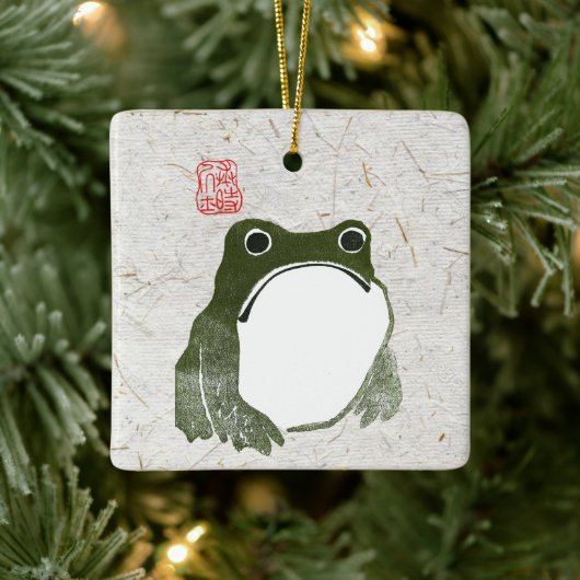 Grumpy japans kikker Toad 19e eeuw Keramisch Ornament (Boom)