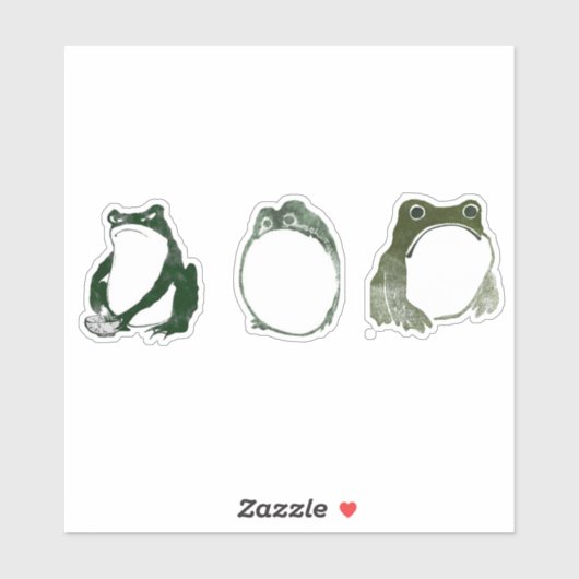 Grumpy japans kikker Toad 19e eeuw Sticker (Vel)