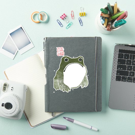 Grumpy japans kikker Toad 19e eeuw Sticker (iPad Cover)