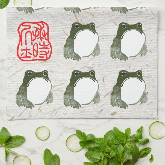 Grumpy japans kikker Toad 19e eeuw Theedoek (Gevouwen)