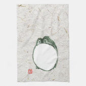 Grumpy japans kikker Toad 19e eeuw Theedoek (Verticaal)