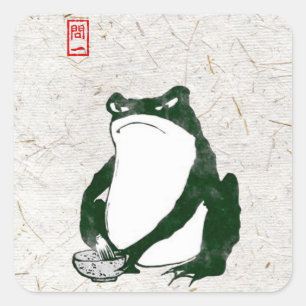 Grumpy japans kikker Toad 19e eeuw Vierkante Sticker