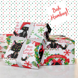 Grumpy Kat Bah Humbug - Kat in Petten Bogen Cadeaupapier