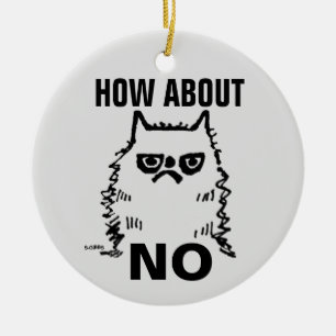 Grumpy kat grappig kerst ornament, Wat dacht je va Keramisch Ornament
