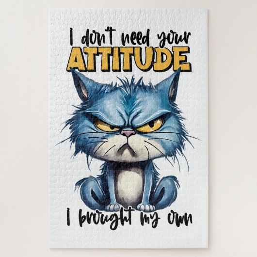 Grumpy kat houding grappig dier citaat legpuzzel (Verticaal)