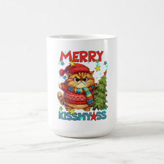 Grumpy kat miauwt vrolijke kerst kissmyass koffiemok
