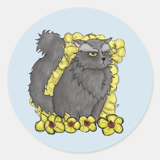 Grumpy Kat Ronde Sticker (Voorkant)