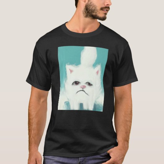 Grumpy kitten artwork angry cat t-shirt (Voorkant)