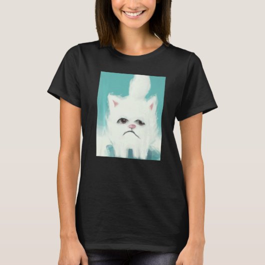 Grumpy kitten artwork angry cat t-shirt (Voorkant)